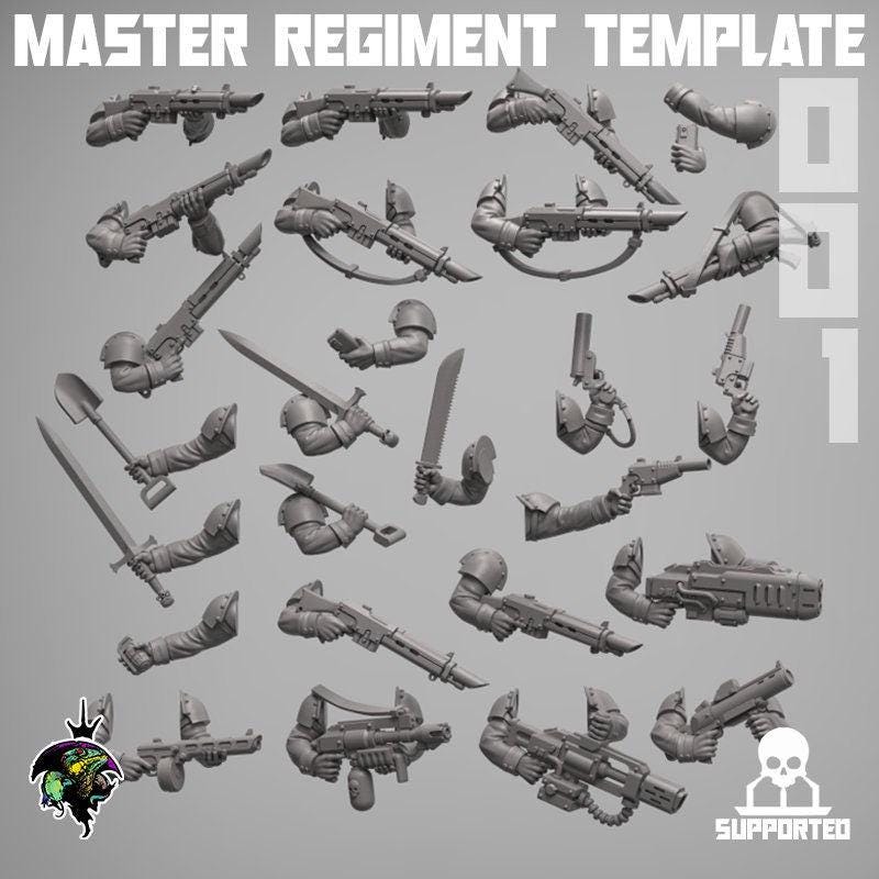 MODULAR Master Regiment Template, Modular Sci-Fi Wargames Space Guard Miniatures by Reptilian Overlords,  Imperial guard infantry regiment