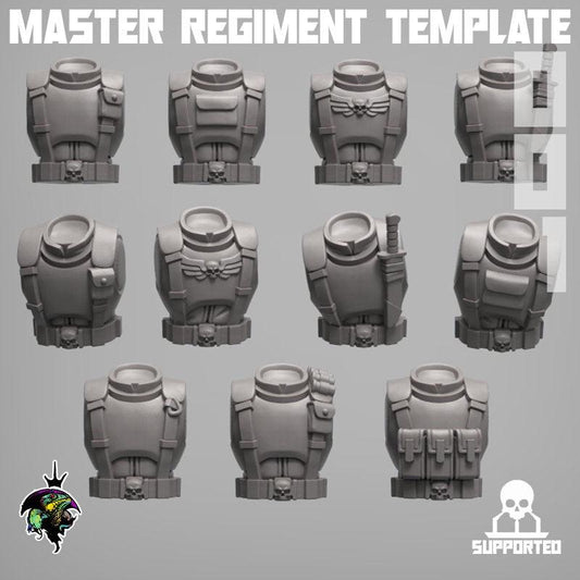 Master Regiment Torso set, Modular Sci-Fi Wargames Miniatures by Reptilian Overlords,