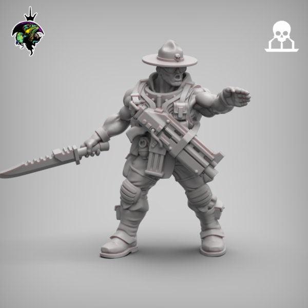 Sergeant Major Meatgrinder, Space Castellan Proxy, Space Guard Miniatures by Reptilian Overlords, Colonel Kilgore