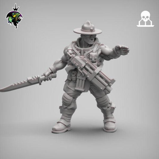 Sergeant Major Meatgrinder, Space Castellan Proxy, Space Guard Miniatures by Reptilian Overlords, Colonel Kilgore