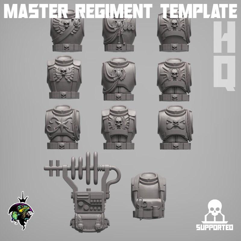 Modular Command Squad Master Regiment Template Base Set, Space Guardsmen Miniatures by Reptilian Overlords, Guard for Sci-Fi Wargames