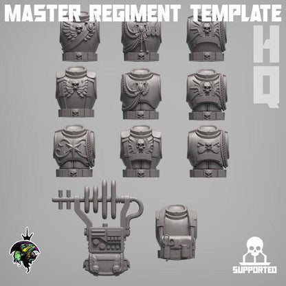 Modular Command Squad Master Regiment Template Base Set, Space Guardsmen Miniatures by Reptilian Overlords, Guard for Sci-Fi Wargames