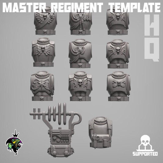 Modular Command Squad Master Regiment Template Base Set, Space Guardsmen Miniatures by Reptilian Overlords, Guard for Sci-Fi Wargames