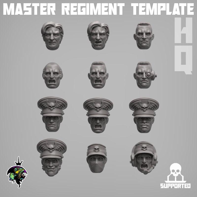 Modular Command Squad Master Regiment Template Base Set, Space Guardsmen Miniatures by Reptilian Overlords, Guard for Sci-Fi Wargames