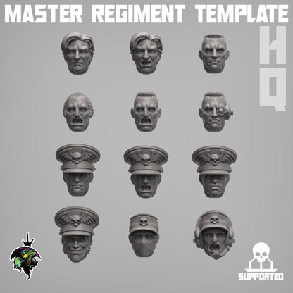 Modular Command Squad Master Regiment Template Base Set, Space Guardsmen Miniatures by Reptilian Overlords, Guard for Sci-Fi Wargames
