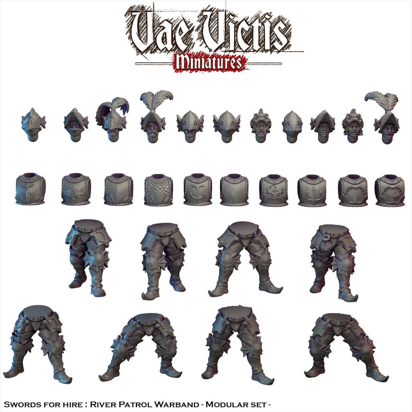 Modular Mercenary River Patrol Miniatures, Bits and Weapon Conversions Fantasy by Vae Victis, perfect for Fantasy tabletop Wargames
