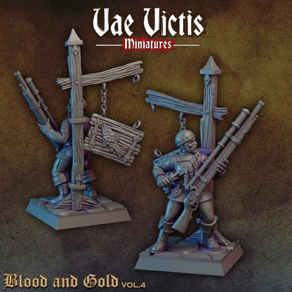 Modular Mercenary Handgunner Miniatures, Bits and Weapon Conversions Fantasy by Vae Victis, perfect for Fantasy tabletop Wargames