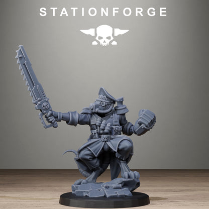 Raticus Officer, Modular Sci-Fi Techno-Bot Miniatures by STATIONFORGE, Grimdark Wargames Proxy