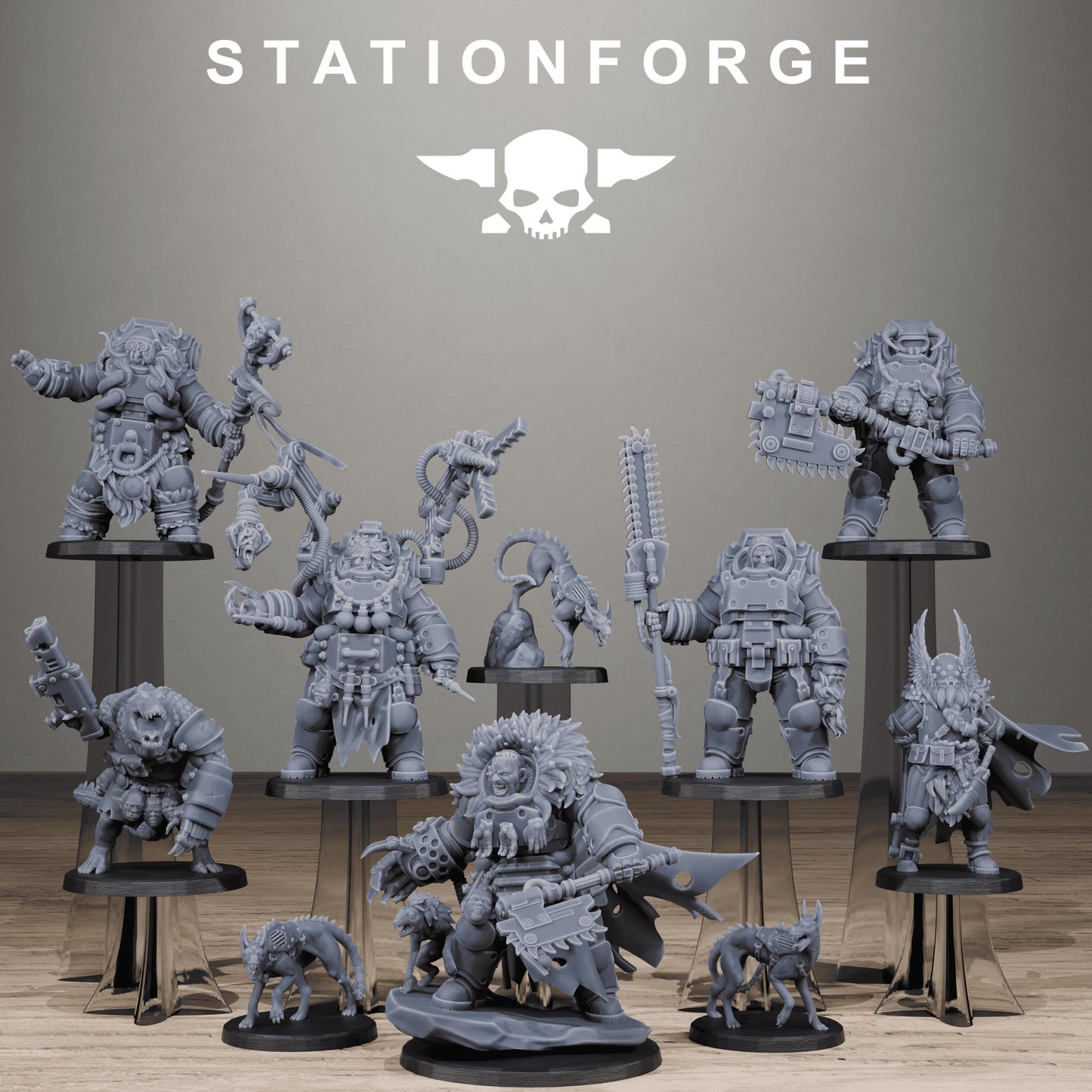 Techno Savages Vernaxers, Modular Sci-Fi Techno-Bot Miniatures by STATIONFORGE, Grimdark Wargames Proxy