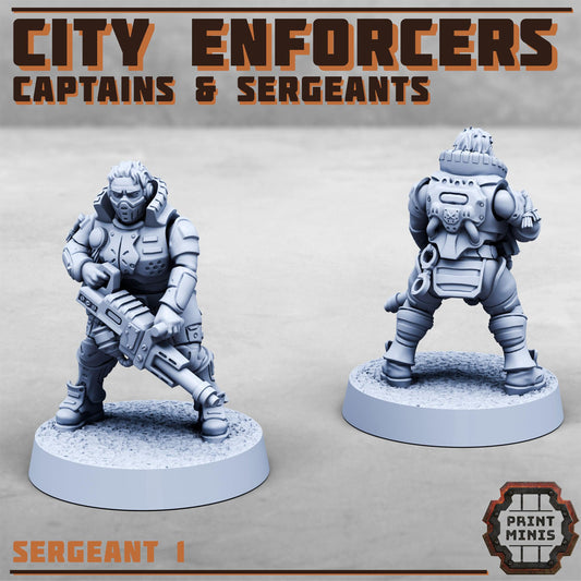 Captains & Sergeants, Modular Sci-Fi Miniatures by Print Minis, Grimdark Wargames Proxy