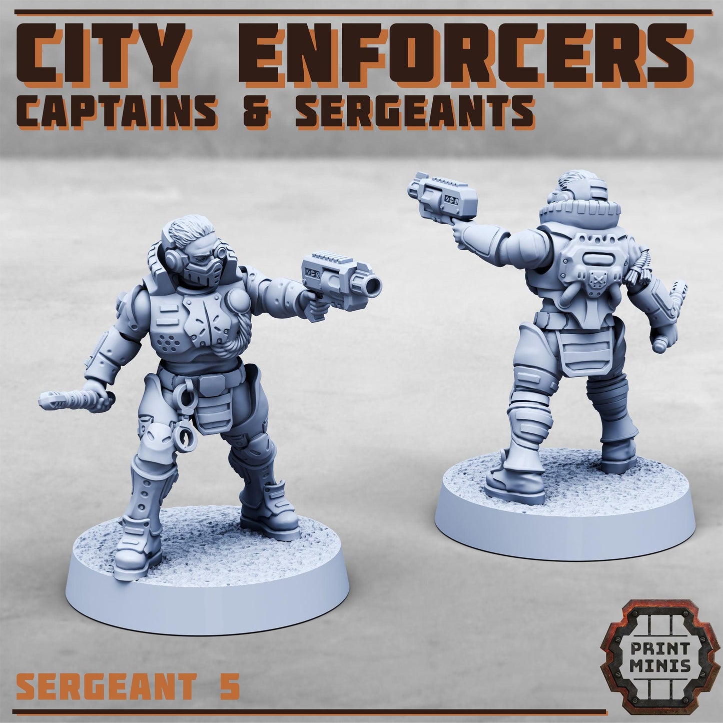 Captains & Sergeants, Modular Sci-Fi Miniatures by Print Minis, Grimdark Wargames Proxy