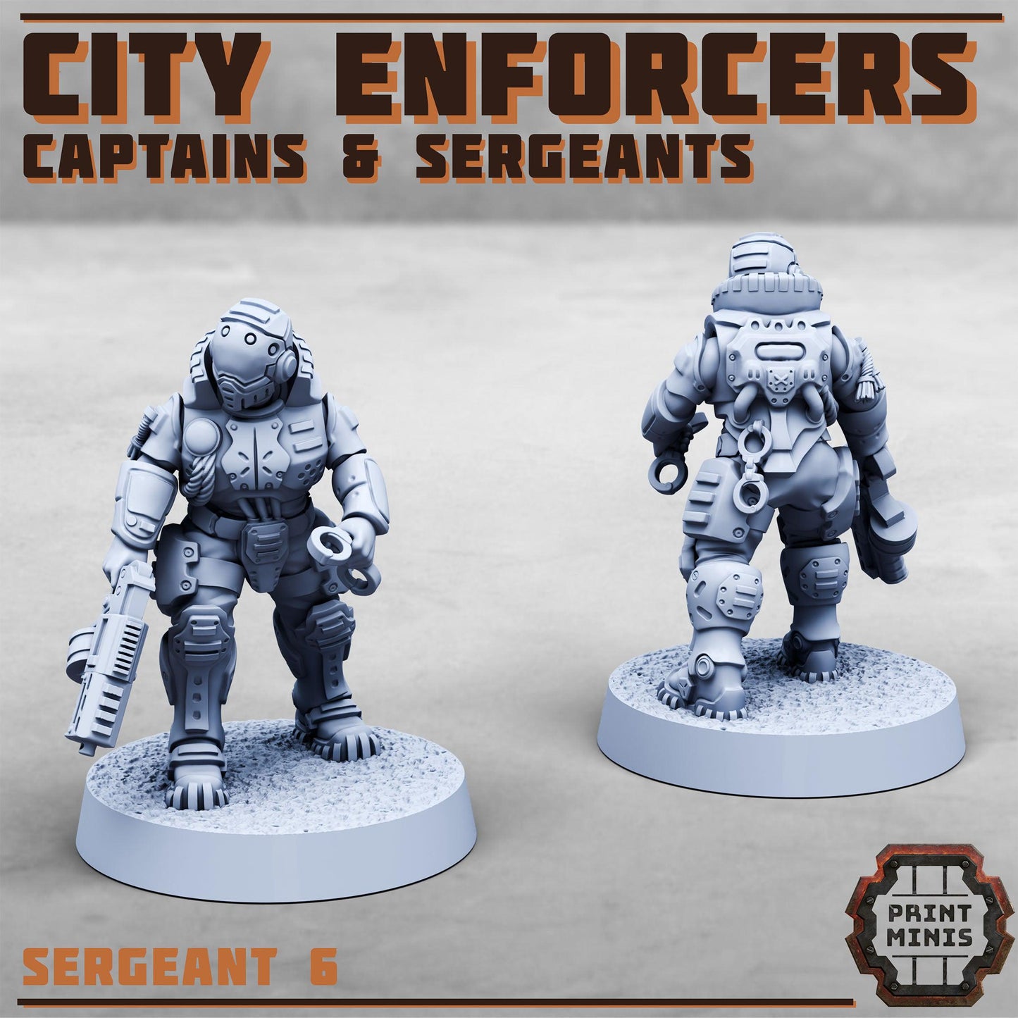Captains & Sergeants, Modular Sci-Fi Miniatures by Print Minis, Grimdark Wargames Proxy