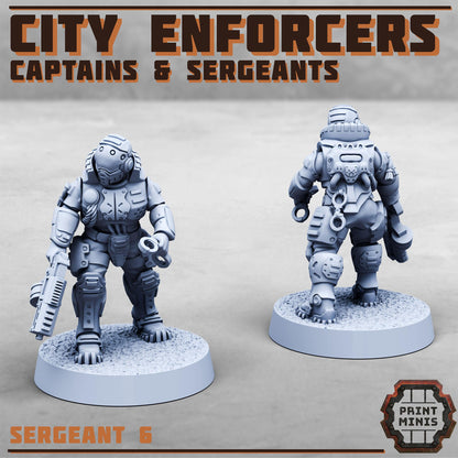 Captains & Sergeants, Modular Sci-Fi Miniatures by Print Minis, Grimdark Wargames Proxy