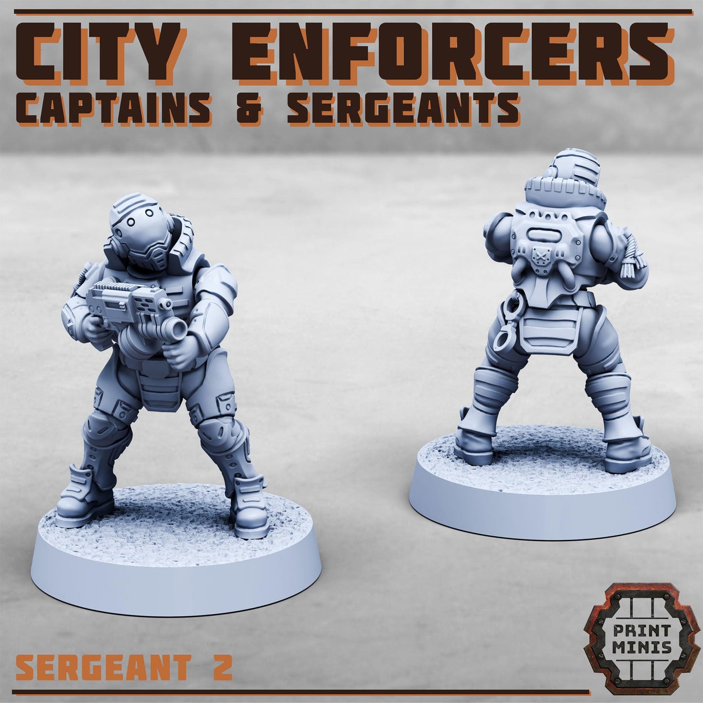 Captains & Sergeants, Modular Sci-Fi Miniatures by Print Minis, Grimdark Wargames Proxy