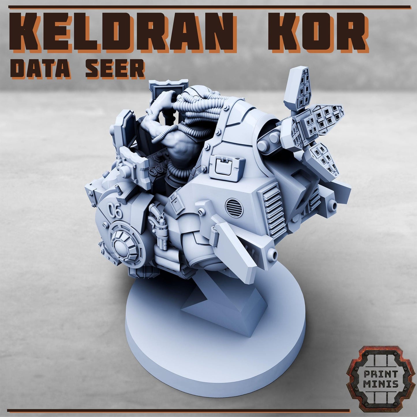 Data Seer, Modular Sci-Fi Miniatures by Print Minis, Grimdark Wargames Proxy