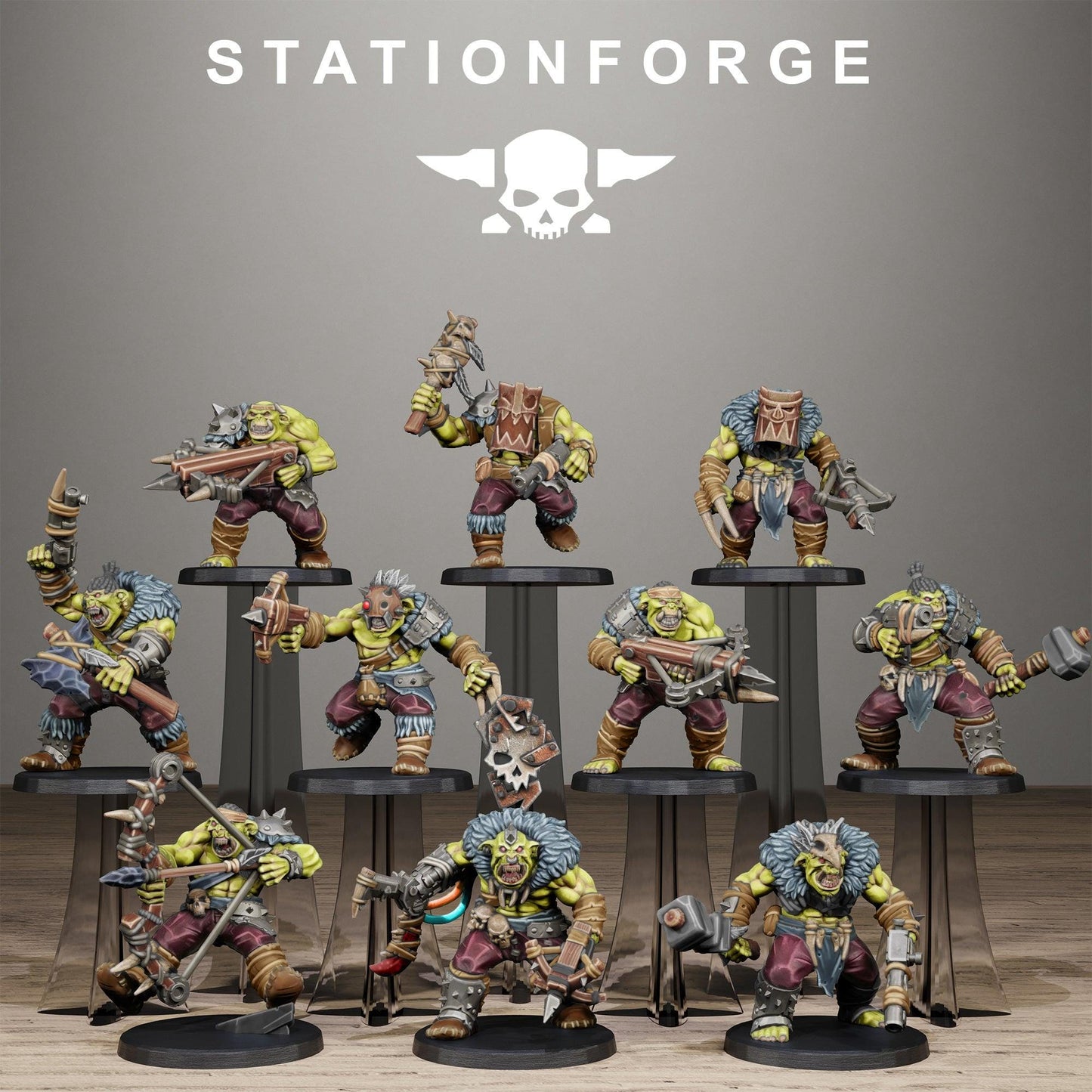 Orkaz Wild Squad, Space-Faring Orkish Menace Sculpted by STATIONFORGE for Wargames set in the Grimdark Future