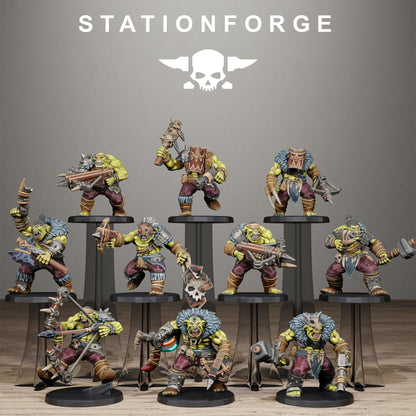 Orkaz Wild Squad, Space-Faring Orkish Menace Sculpted by STATIONFORGE for Wargames set in the Grimdark Future