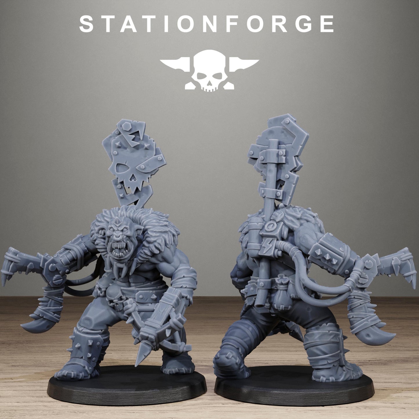 Orkaz Wild Squad, Space-Faring Orkish Menace Sculpted by STATIONFORGE for Wargames set in the Grimdark Future