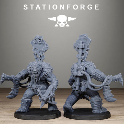 Orkaz Wild Squad, Space-Faring Orkish Menace Sculpted by STATIONFORGE for Wargames set in the Grimdark Future