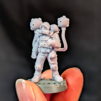 Stratos Guild + Aerlings x2, Sci-Fi Grimdark Civilians by Print Minis, Hive City Skirmish