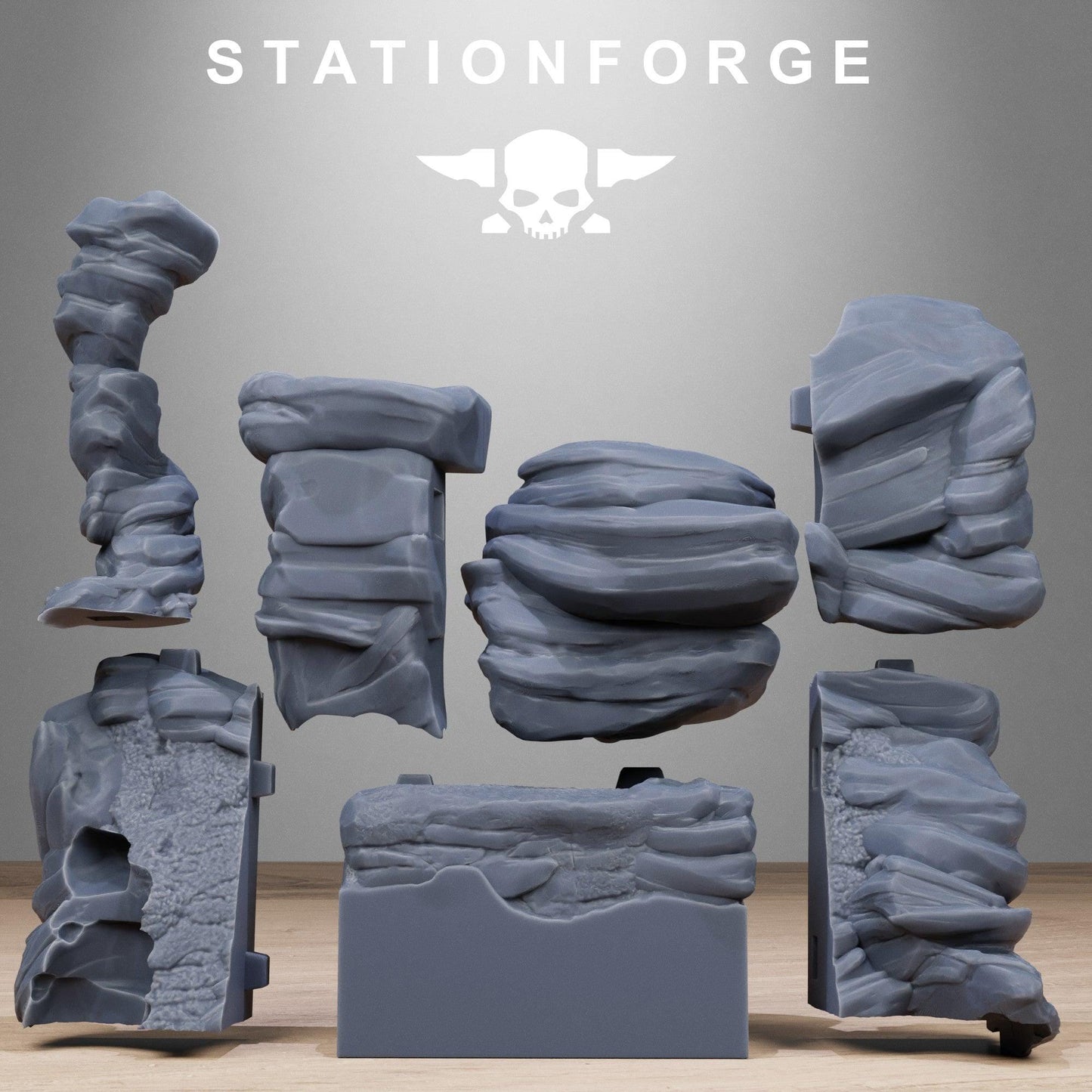 Rocks Diorama Stands, Sci-Fi Grimdark Terrain by STATIONFORGE