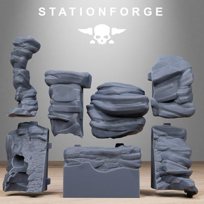 Rocks Diorama Stands, Sci-Fi Grimdark Terrain by STATIONFORGE
