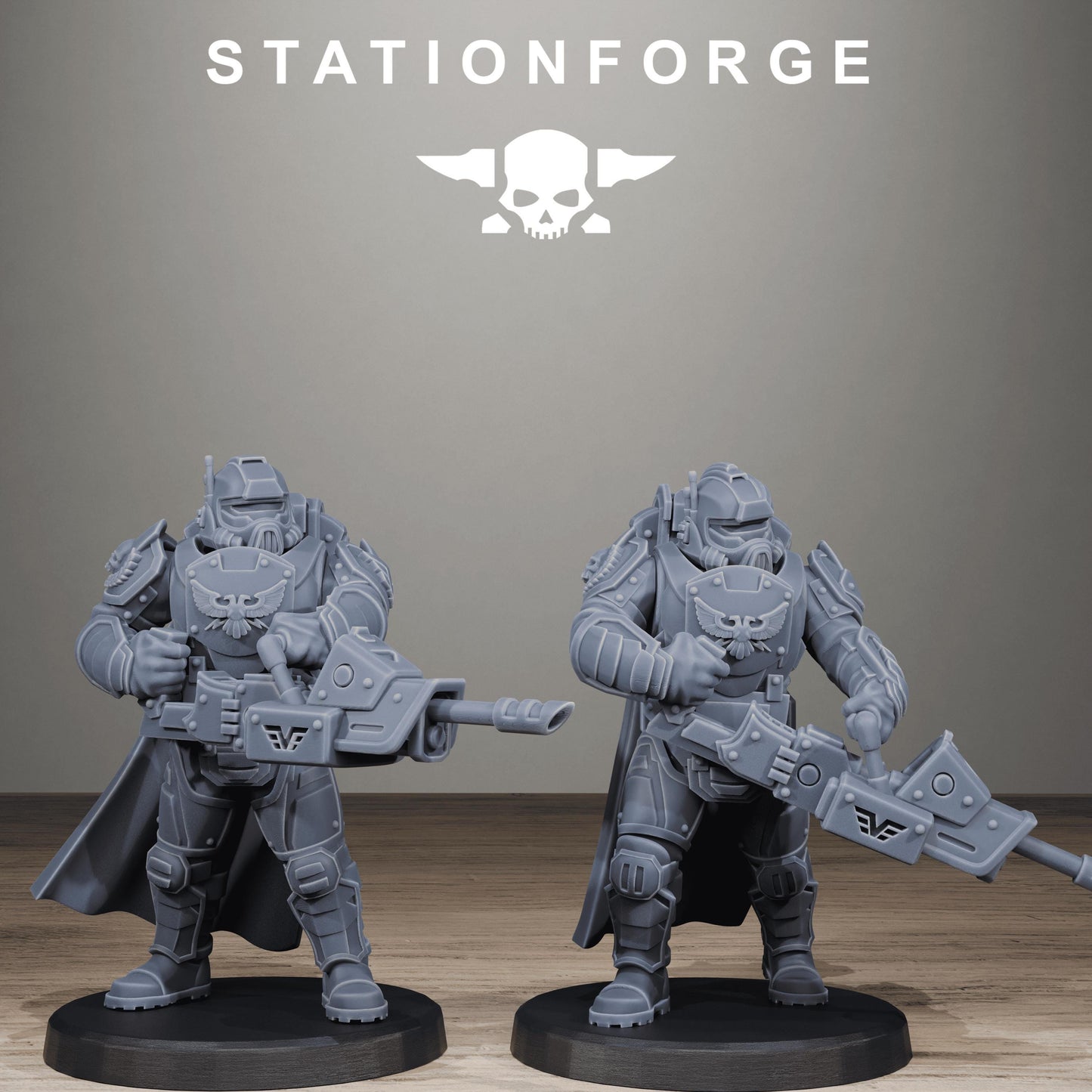 Vaskar Heavy Squad, Modular Sci-Fi Marine warriors by STATIONFORGE, Grimdark Wargames Proxy