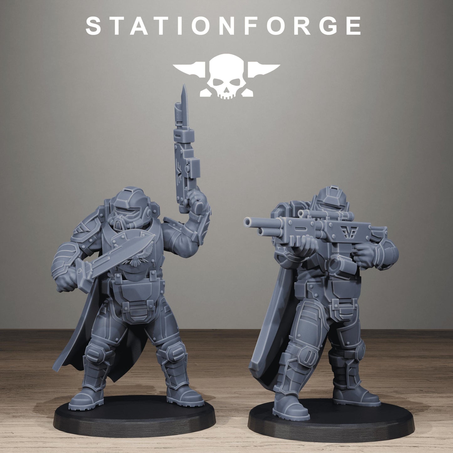 Vaskar Heavy Squad, Modular Sci-Fi Marine warriors by STATIONFORGE, Grimdark Wargames Proxy