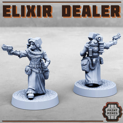 Elixir Dealer, Sci-Fi Grimdark Civilians by Print Minis, Hive City Skirmish
