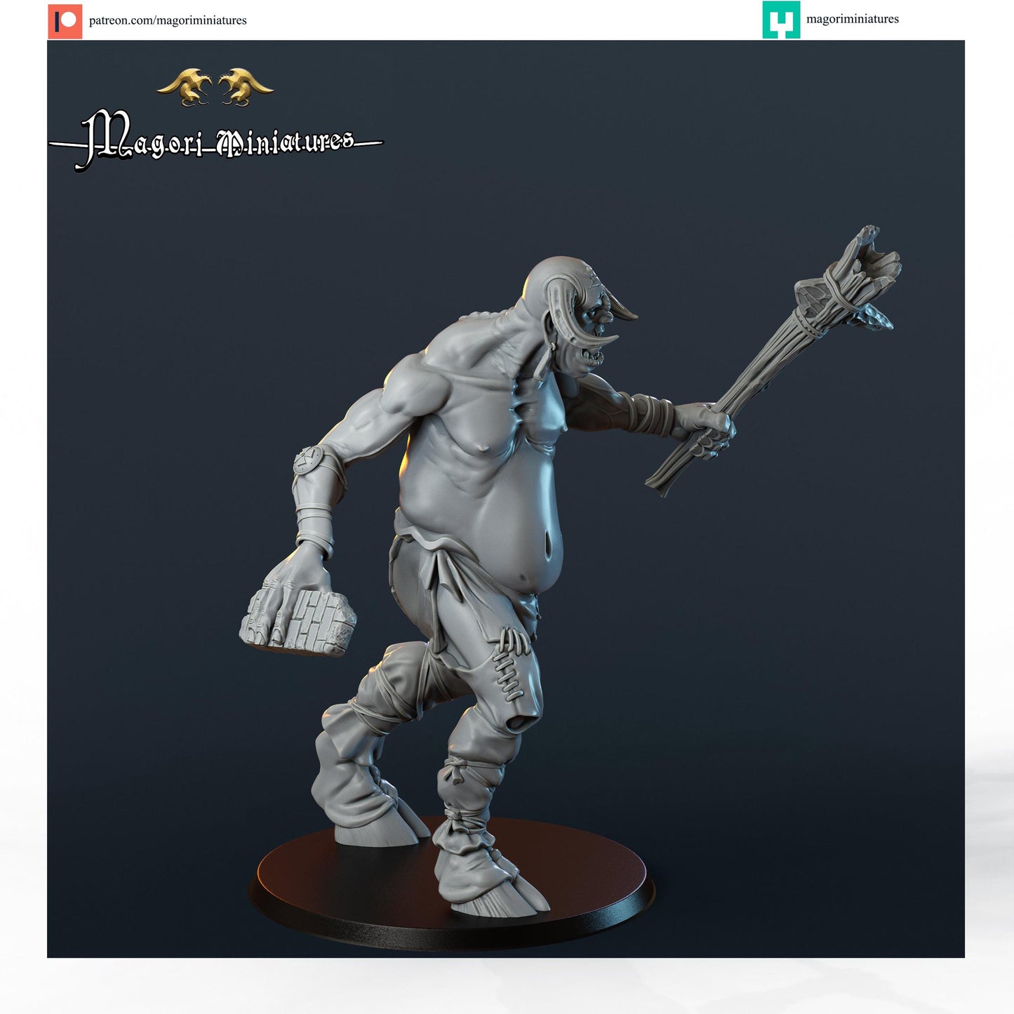 Giant and Warhounds, Fantasy Skirmish Miniatures by Magori Miniatures, perfect for Fantasy Wargames and RPGs
