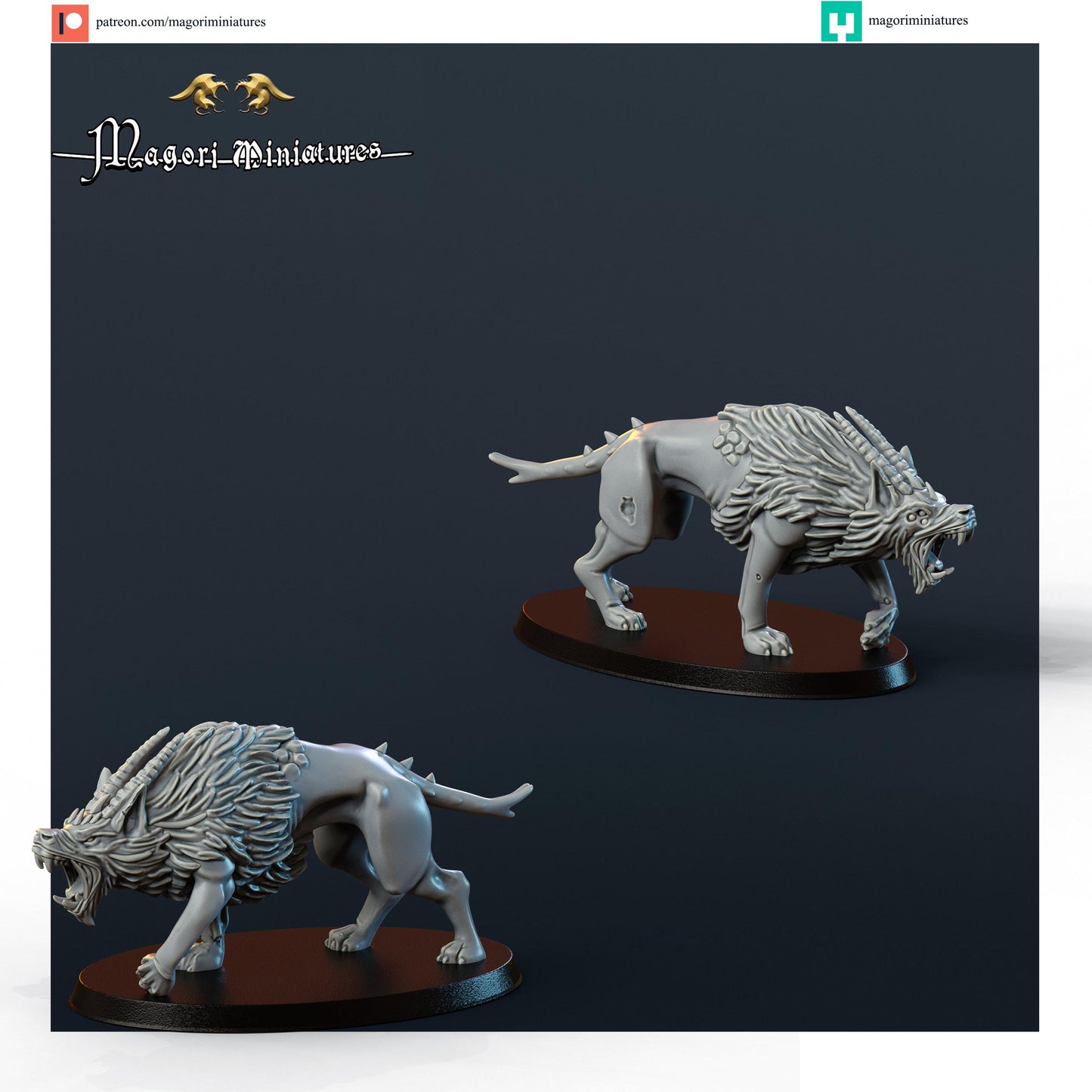 Giant and Warhounds, Fantasy Skirmish Miniatures by Magori Miniatures, perfect for Fantasy Wargames and RPGs