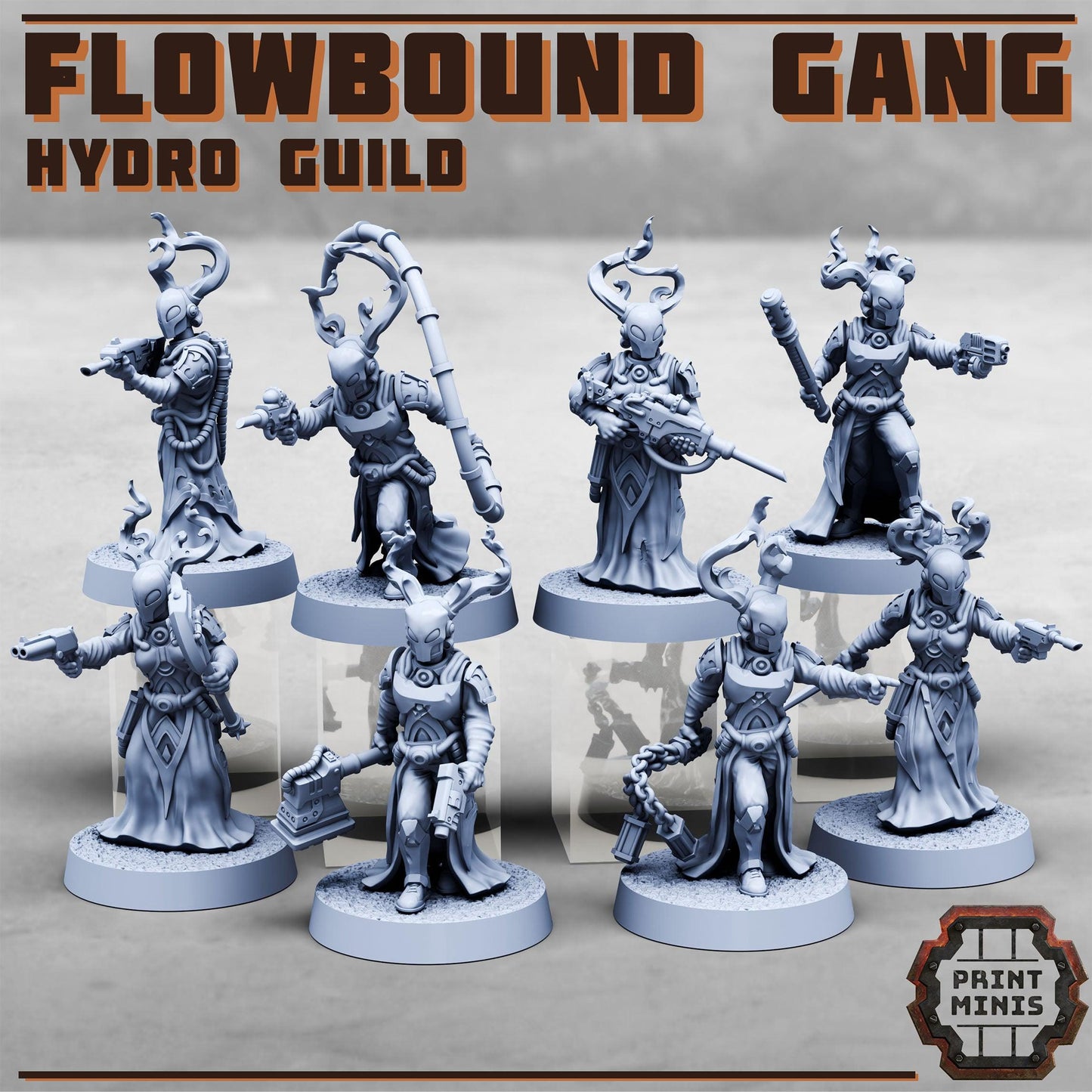 Hydro Guild Gang, Sci-Fi Grimdark Civilians by Print Minis, Hive City Skirmish