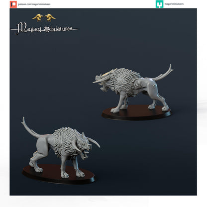 Giant and Warhounds, Fantasy Skirmish Miniatures by Magori Miniatures, perfect for Fantasy Wargames and RPGs