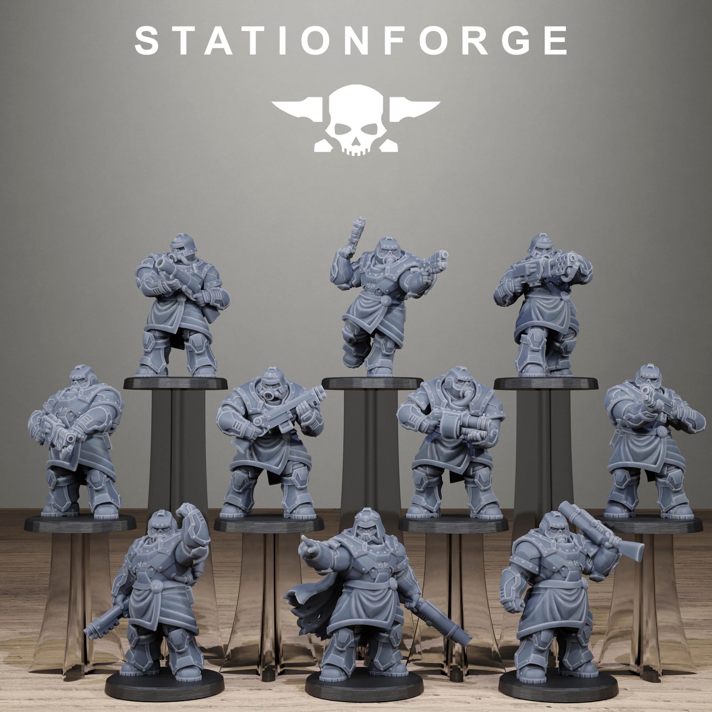 Grimguard Skull Wardens, Modular Sci-Fi Imperial Infantry by STATIONFORGE, Grimdark Wargames Proxy