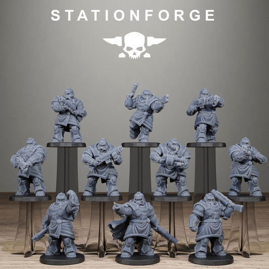 Grimguard Skull Wardens, Modular Sci-Fi Imperial Infantry by STATIONFORGE, Grimdark Wargames Proxy