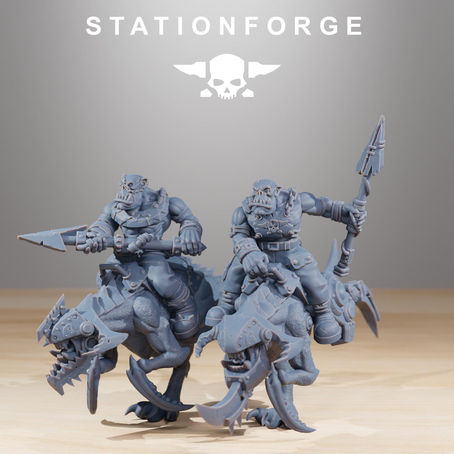 Orkaz Beast Riders, Space-Faring Orkish Menace Sculpted by STATIONFORGE, Grimdark Compatible, Sci-Fi Wargame Scale