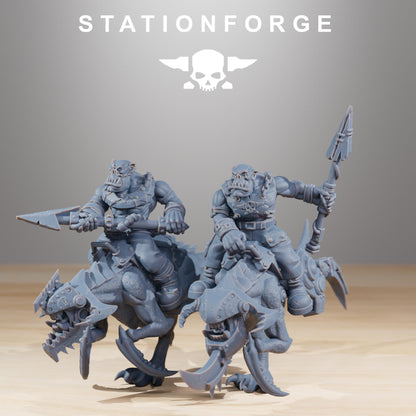 Orkaz Beast Riders, Space-Faring Orkish Menace Sculpted by STATIONFORGE, Grimdark Compatible, Sci-Fi Wargame Scale