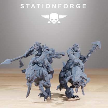 Orkaz Beast Riders, Space-Faring Orkish Menace Sculpted by STATIONFORGE, Grimdark Compatible, Sci-Fi Wargame Scale