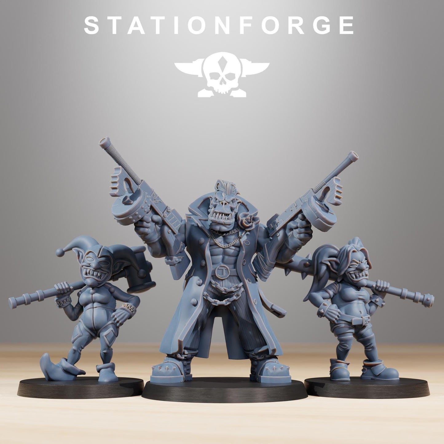 Orkaz Mobsta, Space-Faring Orkish Menace Sculpted by STATIONFORGE, Grimdark Compatible, Sci-Fi Wargame Scale