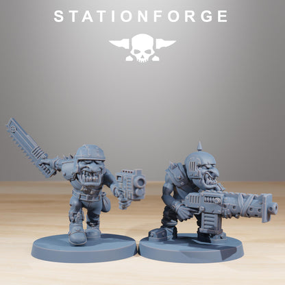 Gobs Infantry, Space-Faring Orkish Menace Sculpted by STATIONFORGE, Grimdark Compatible, Sci-Fi Wargame Scale