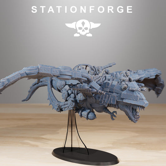Orkaz Dragon Bomba, Space-Faring Orkish Menace Sculpted by STATIONFORGE, Grimdark Compatible, Sci-Fi Wargame Scale