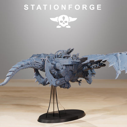 Orkaz Dragon Bomba, Space-Faring Orkish Menace Sculpted by STATIONFORGE, Grimdark Compatible, Sci-Fi Wargame Scale