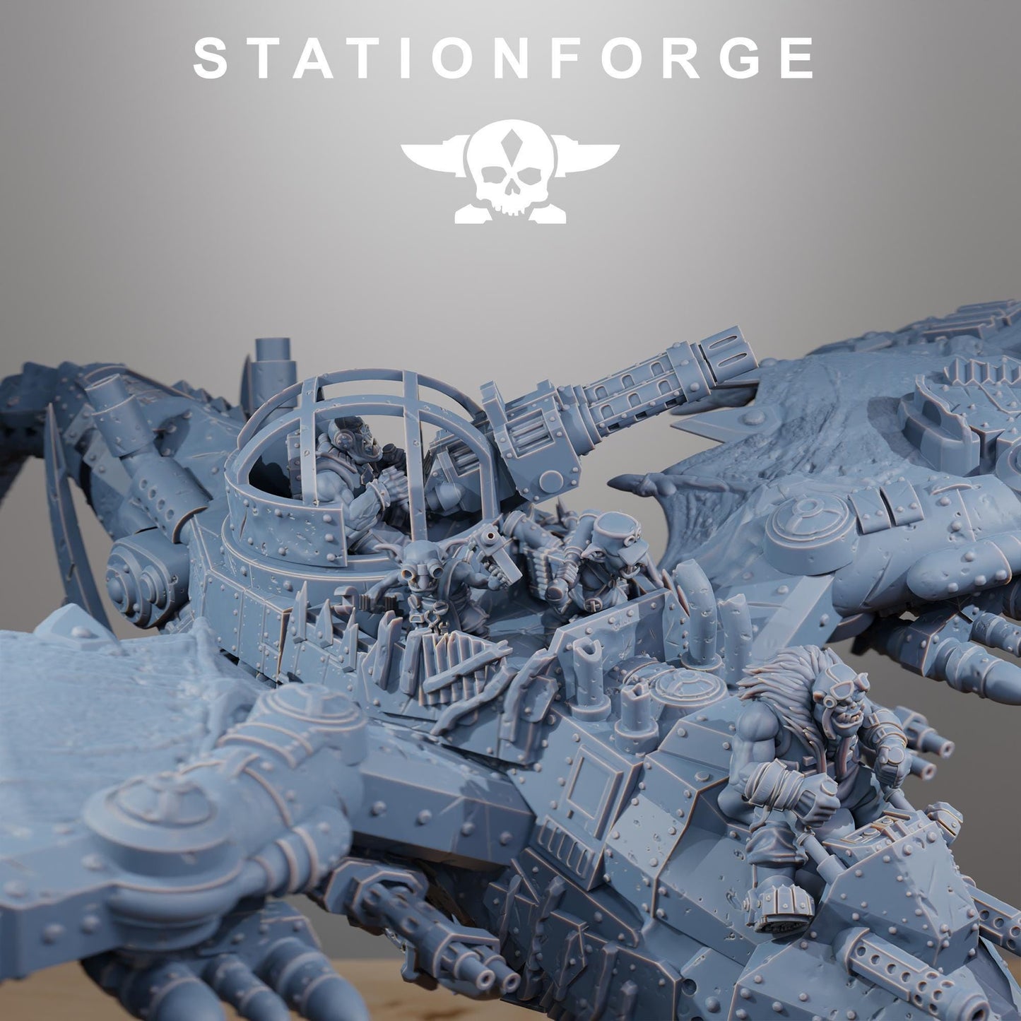 Orkaz Dragon Bomba, Space-Faring Orkish Menace Sculpted by STATIONFORGE, Grimdark Compatible, Sci-Fi Wargame Scale