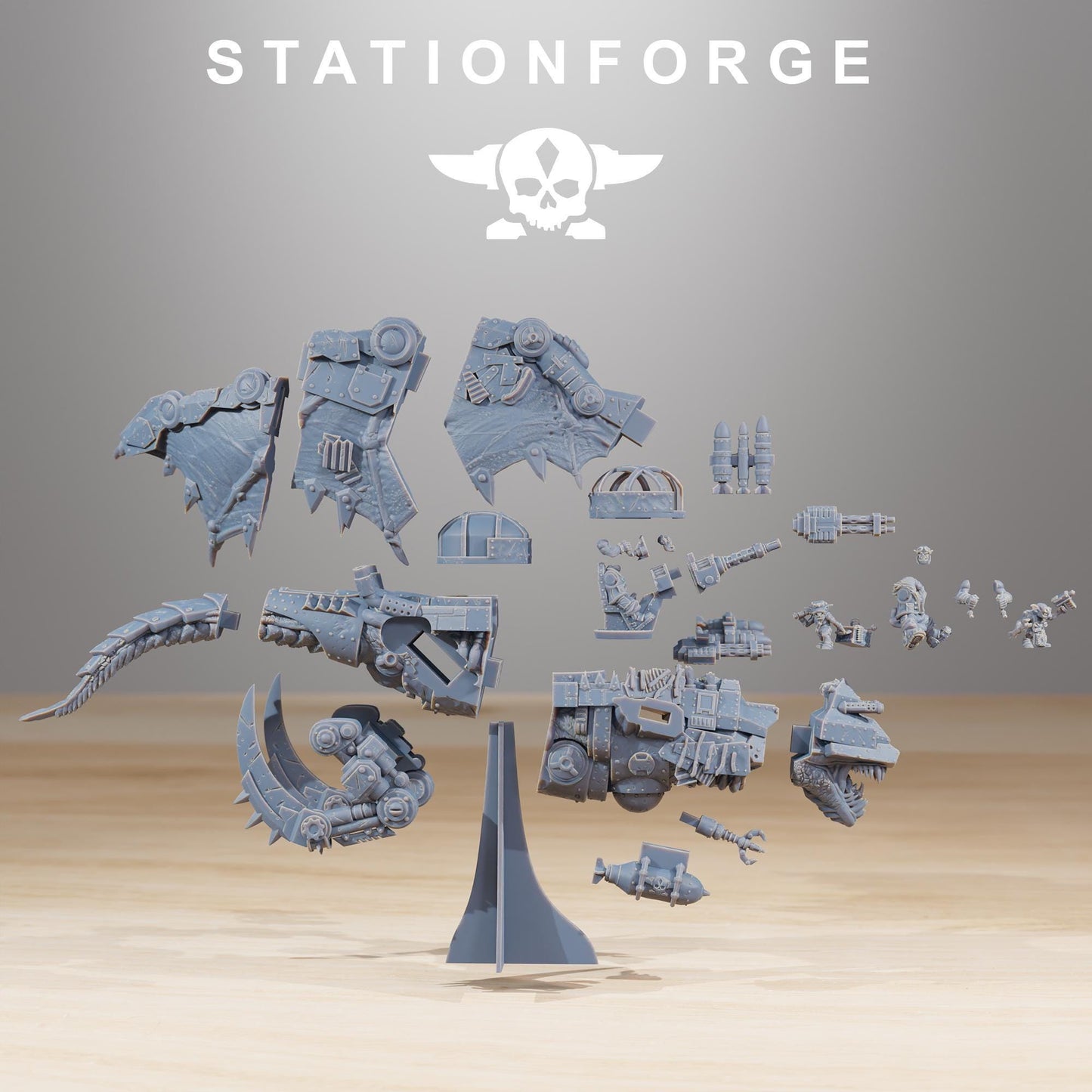 Orkaz Dragon Bomba, Space-Faring Orkish Menace Sculpted by STATIONFORGE, Grimdark Compatible, Sci-Fi Wargame Scale