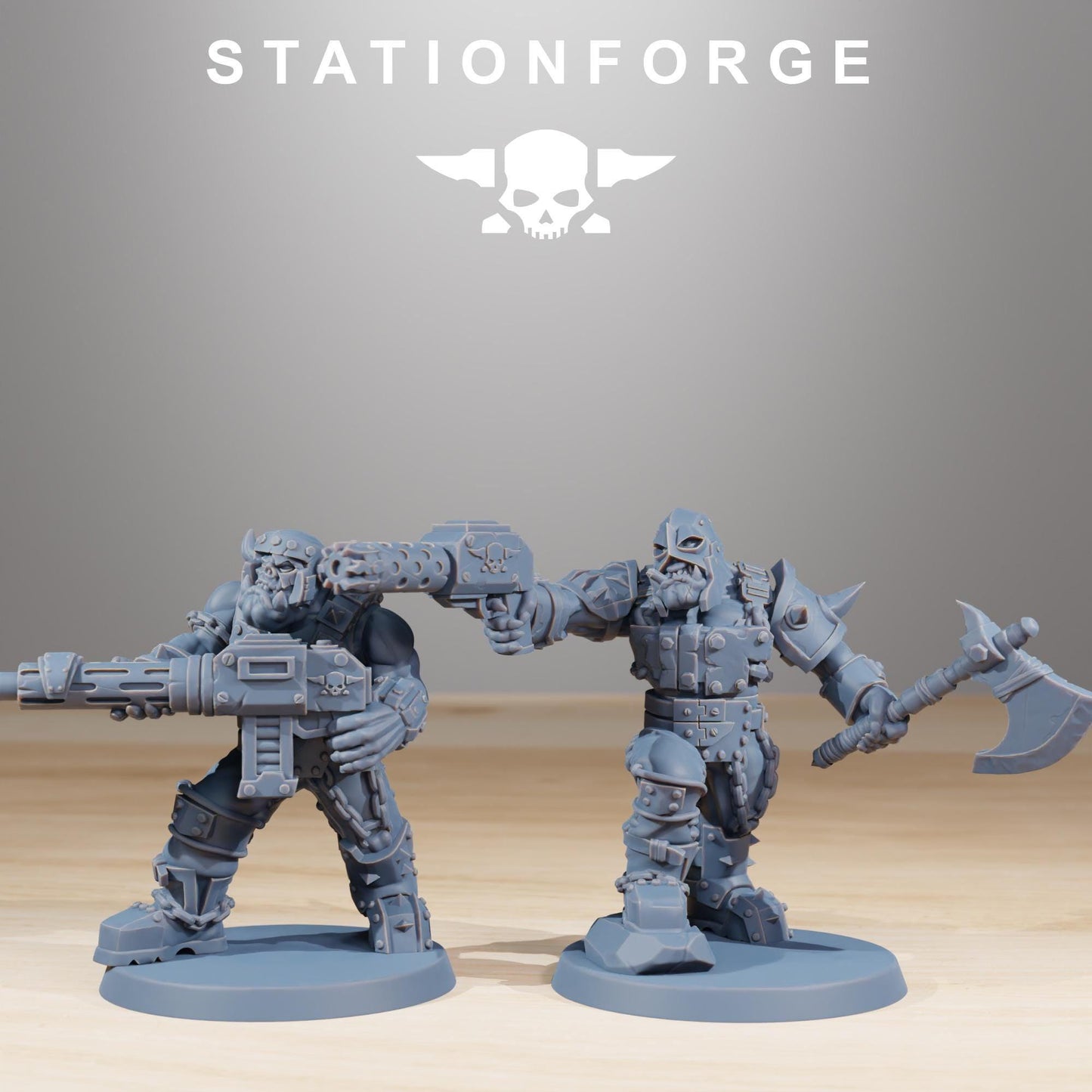 Orkaz Berserkers, Space-Faring Orkish Menace Sculpted by STATIONFORGE, Grimdark Compatible, Sci-Fi Wargame Scale