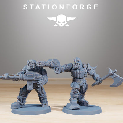 Orkaz Berserkers, Space-Faring Orkish Menace Sculpted by STATIONFORGE, Grimdark Compatible, Sci-Fi Wargame Scale