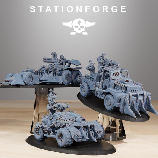 Orkaz Speedsters, Space-Faring Orkish Menace Sculpted by STATIONFORGE, Grimdark Compatible, Sci-Fi Wargame Scale