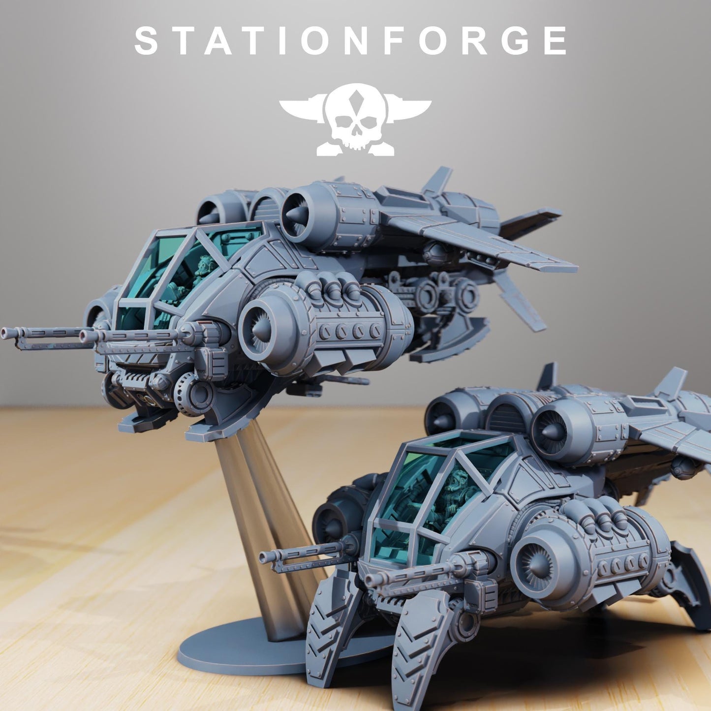 Sci-Fi Wargame Miniature, Scavenger Floating Chapel, Cyber-Themed Grimdark Techno-bot by STATIONFORGE
