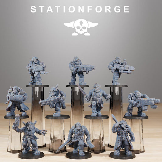 Orkaz Pirates, Space-Faring Orkish Menace Sculpted by STATIONFORGE, Grimdark Compatible, Sci-Fi Wargame Scale
