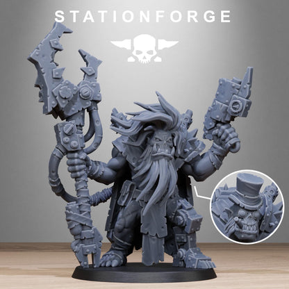 Orkaz Madman, Space-Faring Orkish Menace Sculpted by STATIONFORGE, Grimdark Compatible, Sci-Fi Wargame Scale